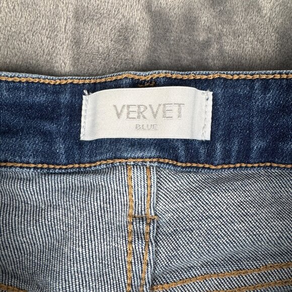 Vervet Jeans Womens 14 Blue Distressed Skinny High Rise Raw Hem Stretch Denim - Picture 6 of 13